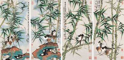 韩天衡 2005（乙酉）年作 竹鸟 单片（四开）
